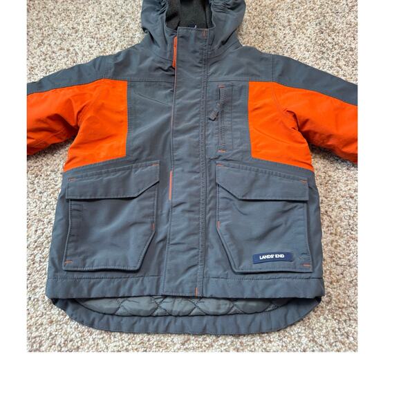 LAND'S END BOYS Winter Coat/Jacket; SIZE 3T; GRAY & ORANGE - Picture 15 of 15